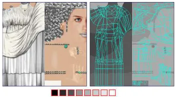 Figure 2: Billboard variety coloring steps from left to right:acquiring the modiﬁcation colors (1), selecting which areato modulate using the alpha channel (2), adding the diffusecolor (4) and the result in (5), from Maupu [Mau05].