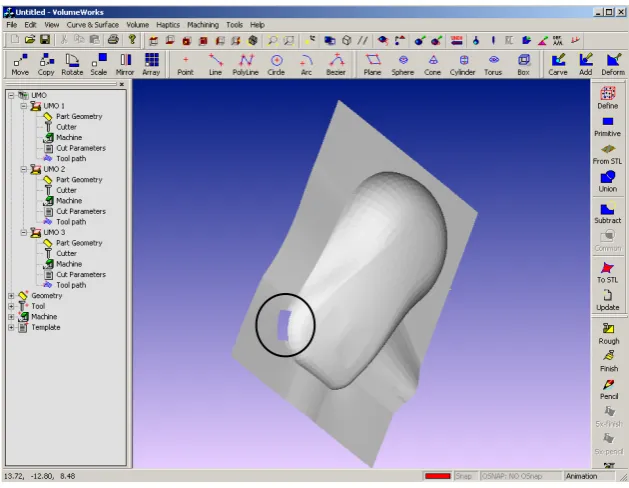 Figure 3.1 Example of a model with a defective hole locating at sharp edge 