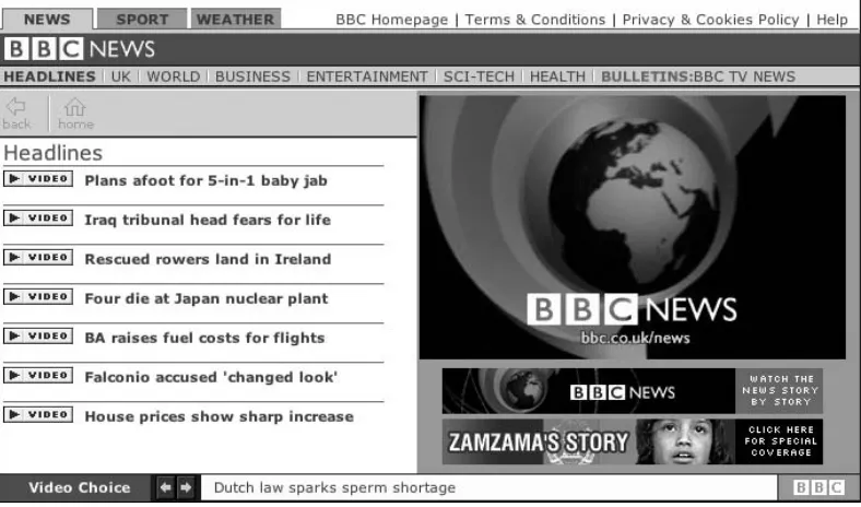Figure 2-7 BBC News’ broadband video console. Source: courtesy of BBC News Interactive.