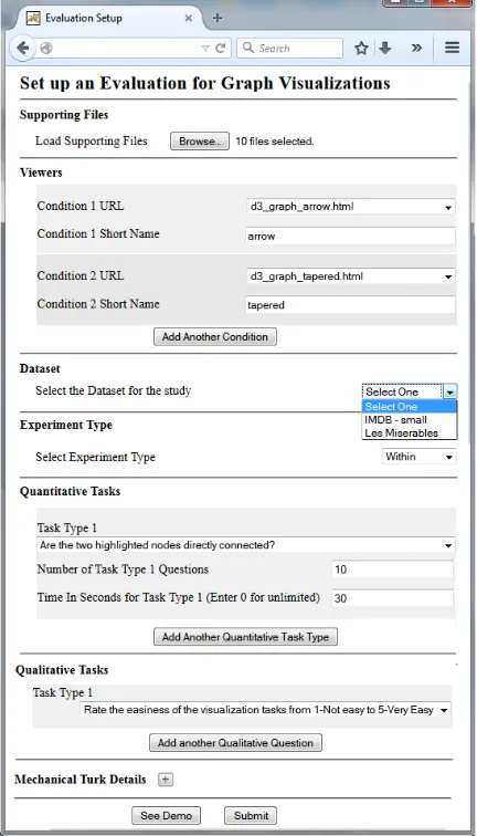 Figure 4: An interface for conﬁguring a user study