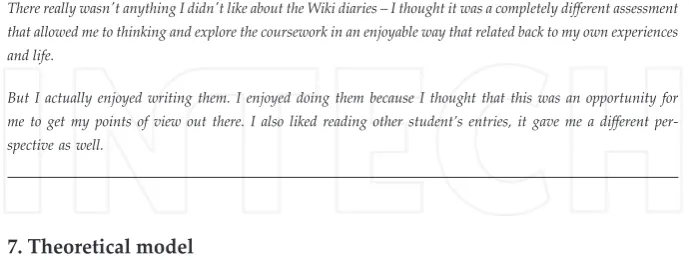 Figure 1 presents the social constructivist analysis of reflective learning processes on wom‐en's health wiki diaries.