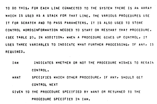 TABLE (S~E 2), IN ADDITION, WHEN A PROCEDURE GIVES UP CONTROL, IT 
