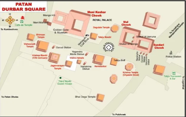 Figure 8: Layout of Patan Durbar Square. Source: Digital Himalaya, n. d. 