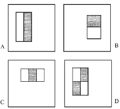 Figure 3.1: Two (A,B), Three (C) and Four (D) rectangle features. [9]