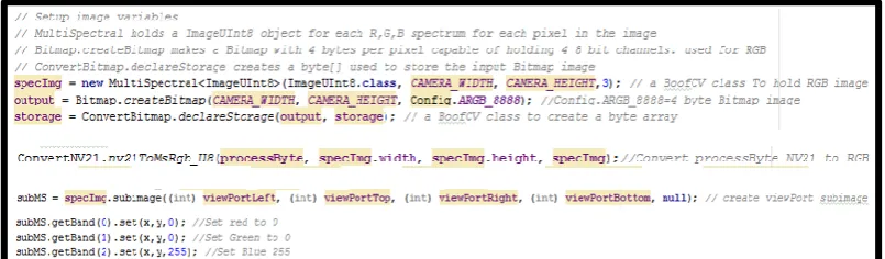 Figure 5-3 below shows some code samples used within the application to access and convert between image formats