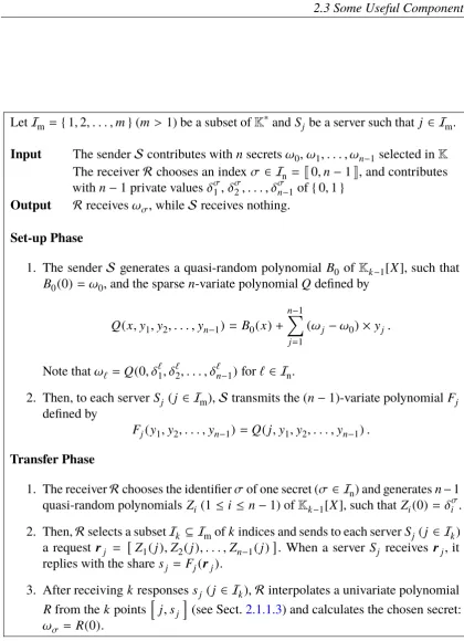 Figure 2.1: Blundo et al.’s Simpliﬁed Distributed Oblivious Transfer Protocol
