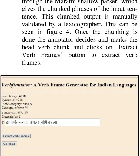 Figure 4: Verbframator sentence chunked output 