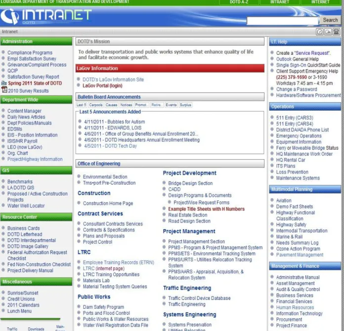 Figure 2.14    Intranet Version of LADOTD’s PMS     