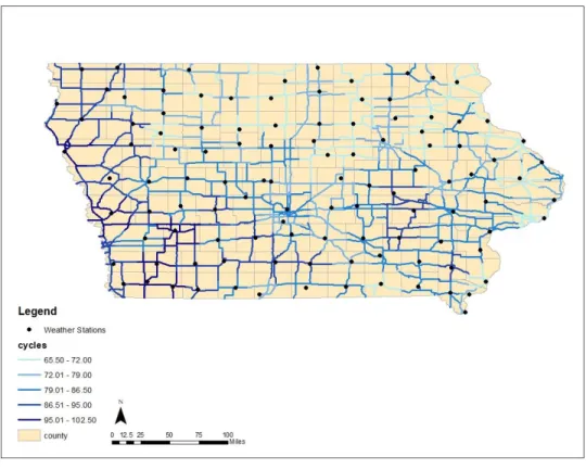 Figure 12.  Average annual freeze-thaw cycles for 2014 