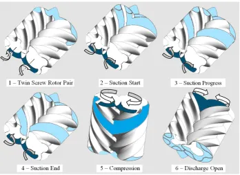 Figure 1.3 Operating stages in a twin screw compressor
