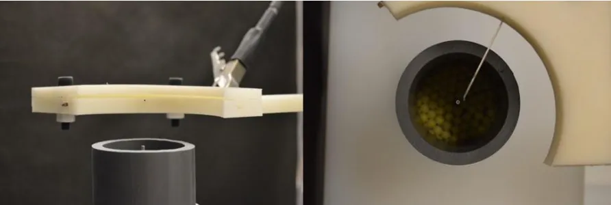Figure 9: As-Built Apparatus – Electrode/Burner Side-View (Left); Laminarizing Pellets 