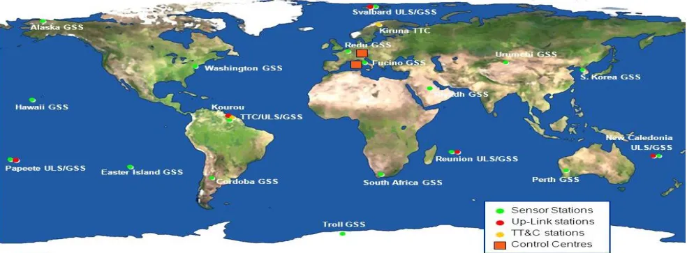 Figure 1.9 – Configuration of Galileo Ground Segment (Smet, 2009). 