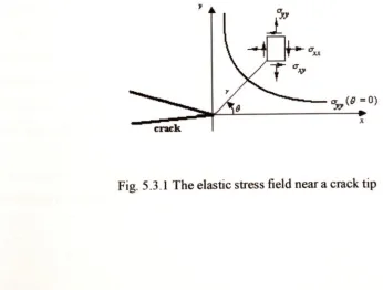 Fig. 5 .3 .1 The elastic stress field near a crack tip