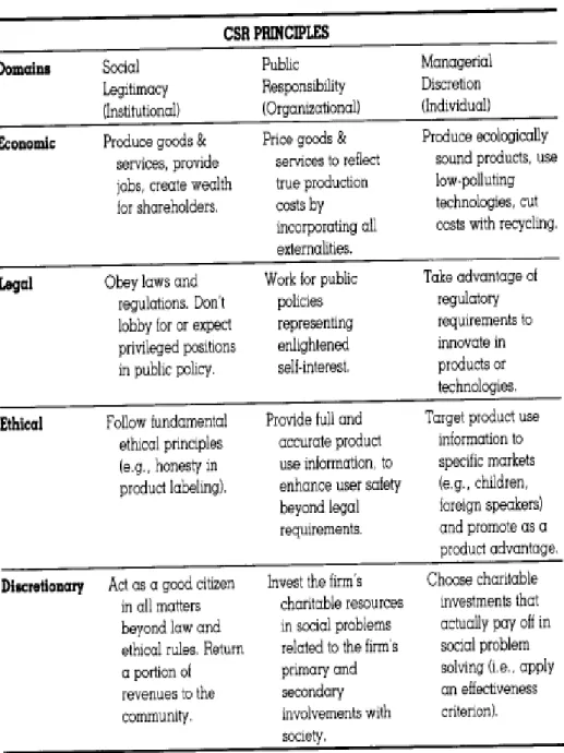 Table 3-3: Wood’s (1991) CSR performance model 