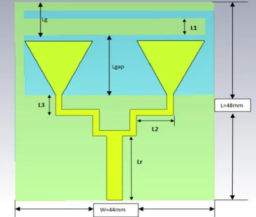 Fig.2 GEOMETRY OF ANTENNA WITH E-SHAPED DGS  
