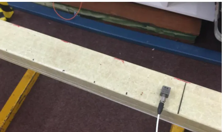 Figure 26: USQ supplied marked composite beam with accelerometer fixed in place 