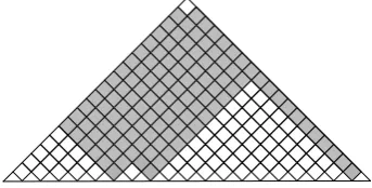 Figure 2: Example of a CKY chart with indepen-dence constraints. In the gray cells the modiﬁedalgorithm will only loop over incomplete rules.