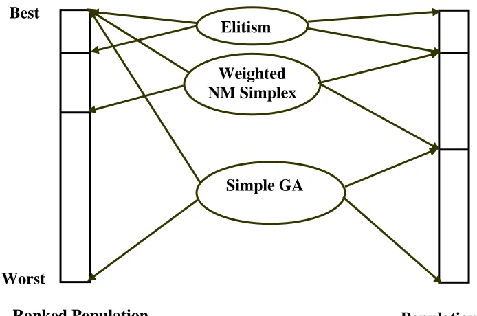 Figure 3 – Formation of a new population using the Simplex GA hybrid procedure 