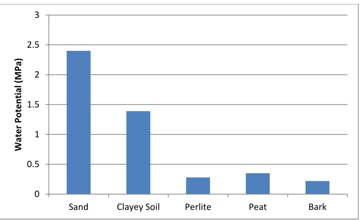 Figure 1. Water equilibrium potentials measured by WP4C dewpoint potentiameter on five 