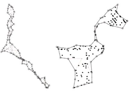Figure 2: Calculated shape of clusters for ”Trad-ing”, image on the left, and ”Seinfeld” categories,image on the right