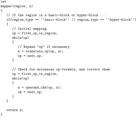 Figure 4.2: Pseudo-code to perform one-to-many mapping at a basic-block level
