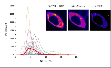 Figure 1.4 23 individual cell histograms of NFRET positive pixels in images of HEK293 cells expressing 