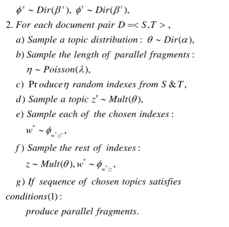 Table 1: Generative model for producing compa-rable document corpus.  