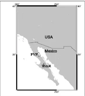 Figure 2. Map of Baja California and the Southwestern United States showing the location of the 