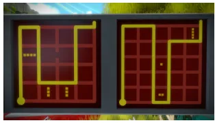 Fig. 9. Example of a chess maze for a rook from [27]; E represents the entrytile, X the exit tile, and the K tiles have knights on them