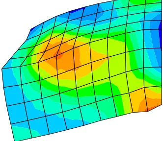 Fig. 6. Plastic deformations in the base platefor v = 9 m/s