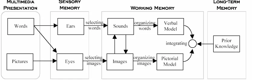Figure 2.1 . A cognitive model of multimedia learning proposed by Mayer (1996;1997). 
