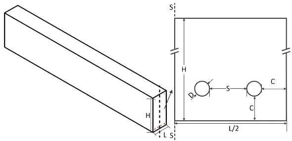 Figure 5 Configuration of the RC beam with multiple tension bars  