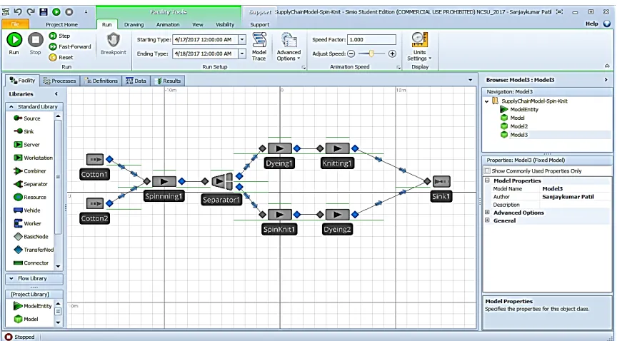 Figure 3.1: Process simulation using Simio®.  