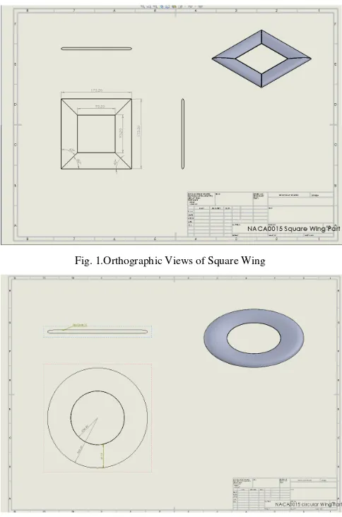 Fig. 1.Orthographic Views of Square Wing 