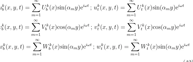 Figure 3: Coordinate system and notations for displacements and forces for a multilayered