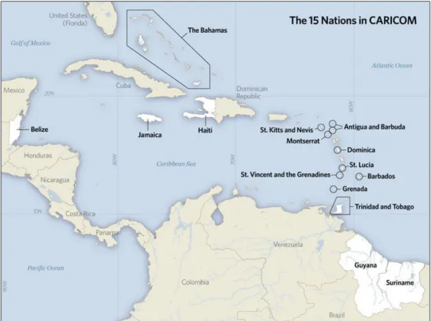 Figure 2.13 Geographical Location of CARICOM Countries 1 3