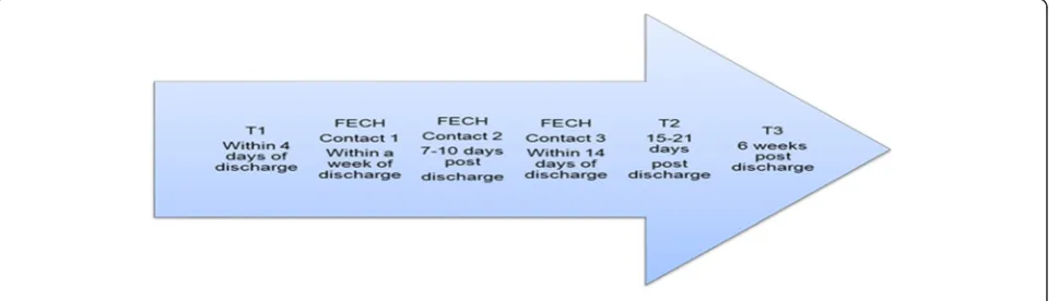 Fig. 1 Data collection and intervention points (experimental condition, family participants)