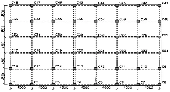 Table 1: Plan of building frame 