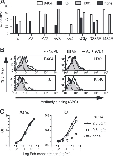 FIG 4 The speciﬁcity and potency of Fab clones in the B404 group are similarto those of B404