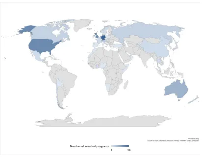 Figure 1: “Heatmap” of location of complexity programmes globally in 2017 
