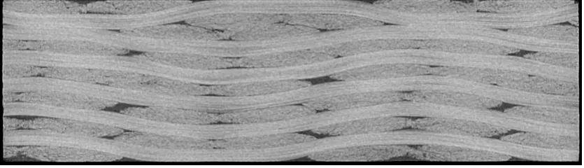 Figure 14. Typical cross-sections of yarns in a 2×2 twill weave fabric with S0 = 660 g/m2 in geometrical models