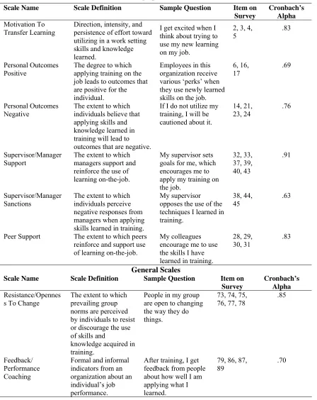 Table 3.3: LTSI Scale Details 