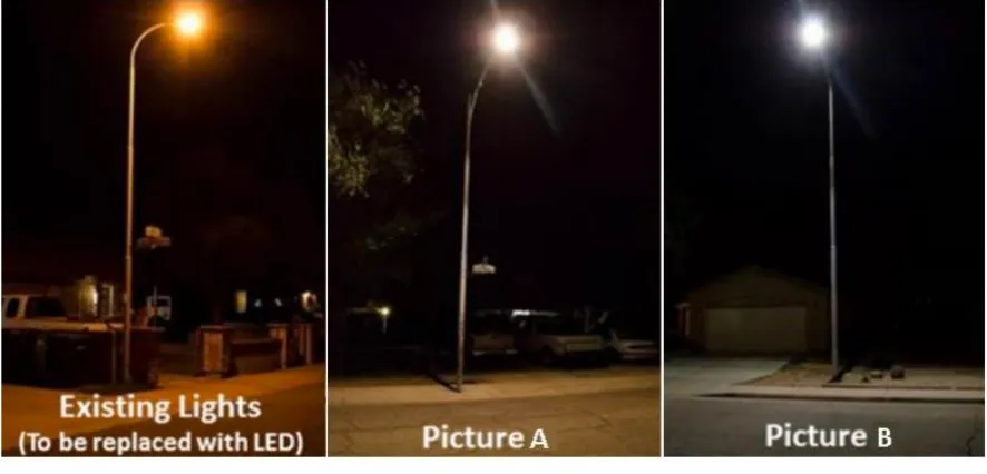 Figure 5 dramatically demonstrates the difference in attraction for insects when presented with lighting of different blue content