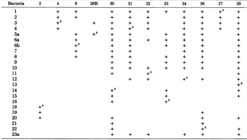 TABLE 1. Lytic spectra of S. typhimurium phagesa33