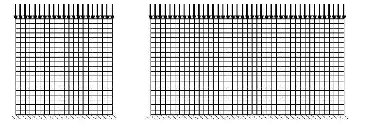 Fig. 2 FE mesh for considered examples 