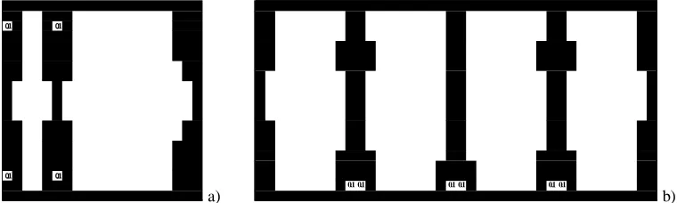 Fig. 11 Topology for one rib only for TF1 a) and for TF2  b) 