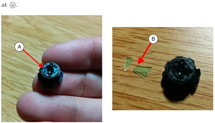 Figure 4.5: Removing the infrared blocking ﬁlter from the lens.