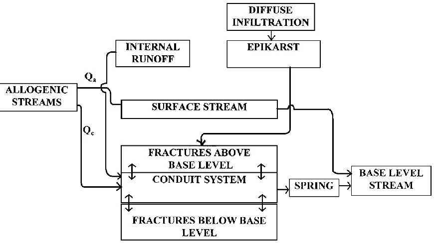 Figure 2.2: Conceptual model for a carbonate aquifer (White, 2002) 