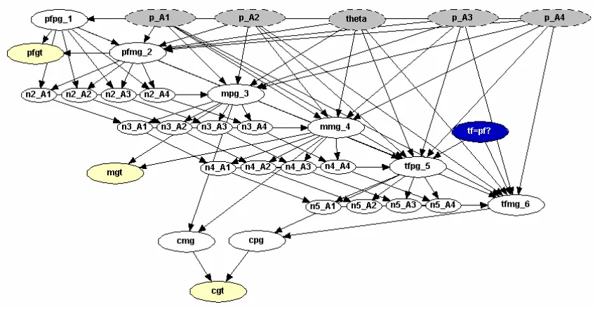 Figure 1.11: Population Substructure Paternity Network for Multiple Alleles.
