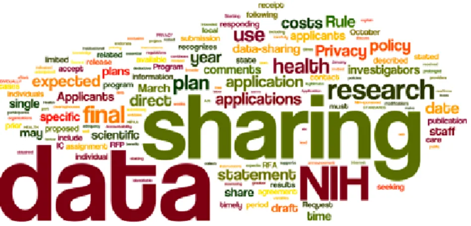 Fig. 1. Wordle of the Final NIH Statement on Sharing Research Data 